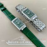 Best Replica Jaeger-LeCoultre Reverso one 23mm Watch in Green Dial Stainless Steel with Diamonds